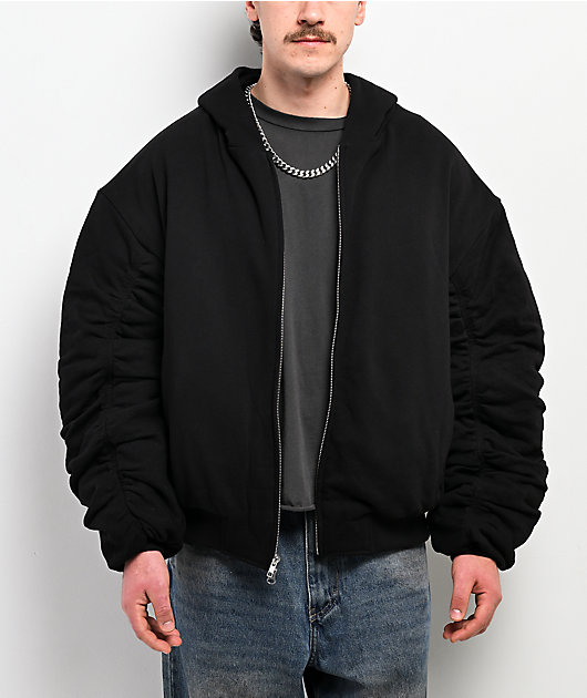 Shaka Wear Fleece Black Hooded Crop Bomber Jacket | Zumiez Shaka Wear Fleece Black Hooded Crop Bomber Jacket | Zumiez