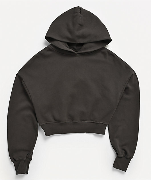 Shaka Wear Grey Boxy Crop Hoodie