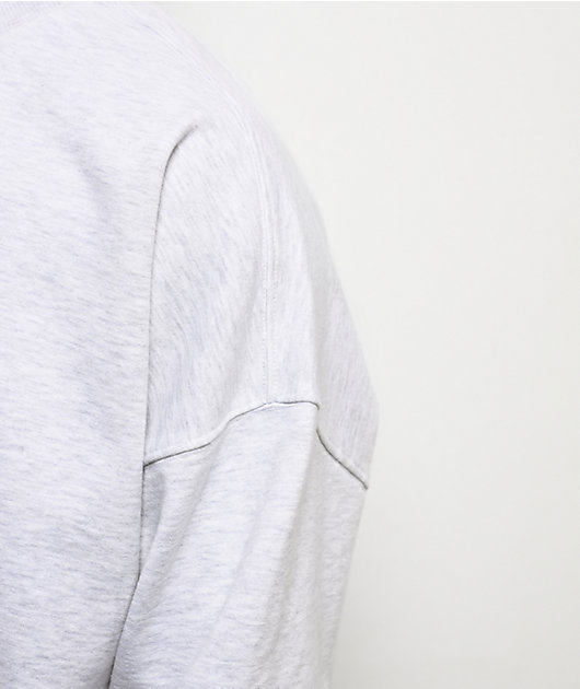 Shaka Wear Heather White Crop Crewneck Sweatshirt