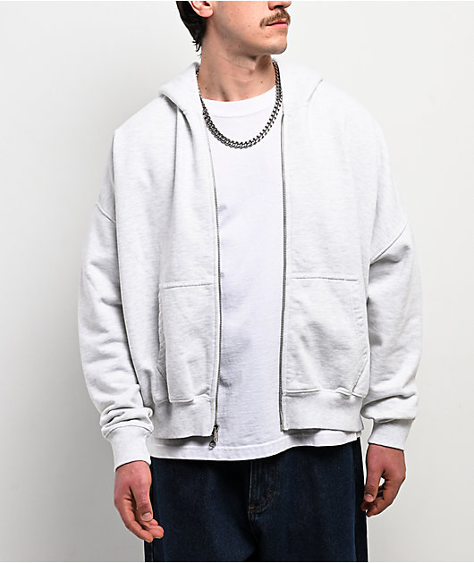 Shaka Wear Heather White Crop Zip Hoodie | Zumiez