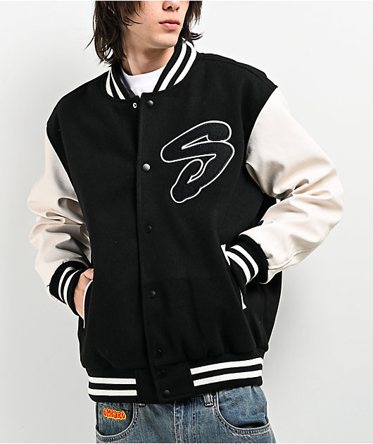 Shaka Wear Logo Black & White Letterman Jacket | Zumiez