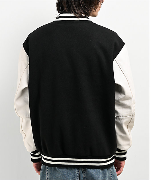 Shaka Wear Logo Black & White Letterman Jacket | Zumiez