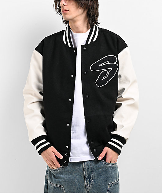 Shaka Wear Logo Black & White Letterman Jacket | Zumiez