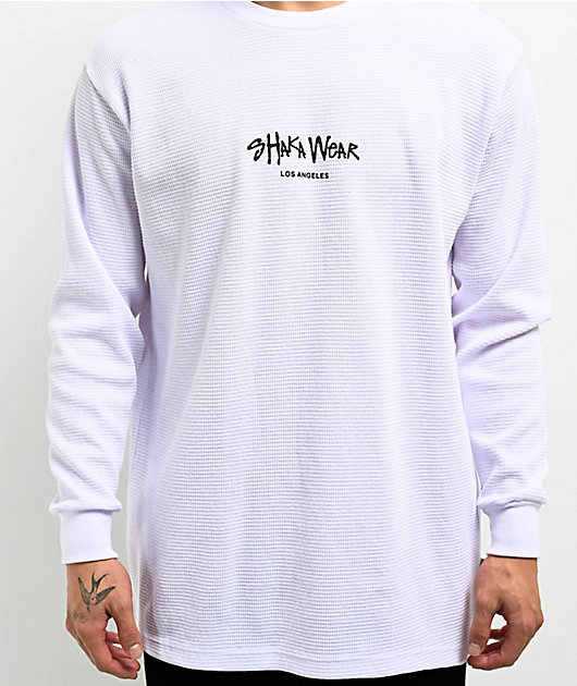 Shaka Wear Logo White Thermal Long Sleeve T-Shirt | Zumiez