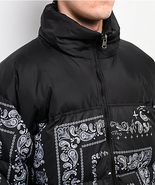 Shaka Wear Paisley Black Down Puffer Jacket