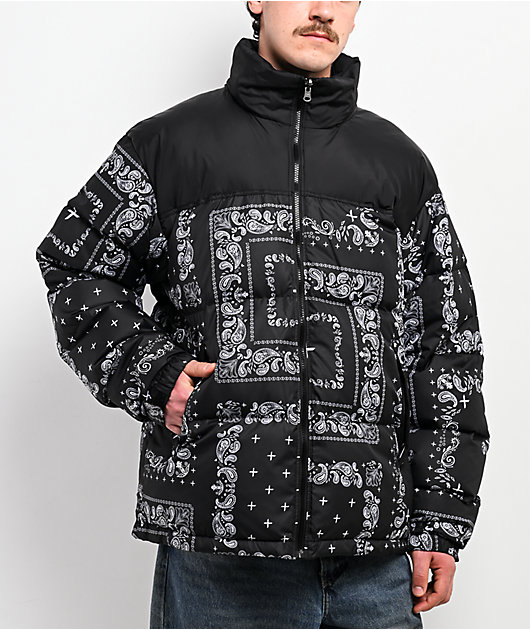 Shaka Wear Paisley Black Down Puffer Jacket | Zumiez