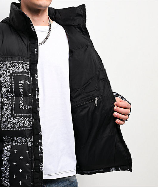 Shaka Wear Paisley Black Down Puffer Jacket | Zumiez