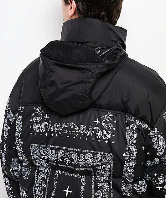 Shaka Wear Paisley Black Down Puffer Jacket