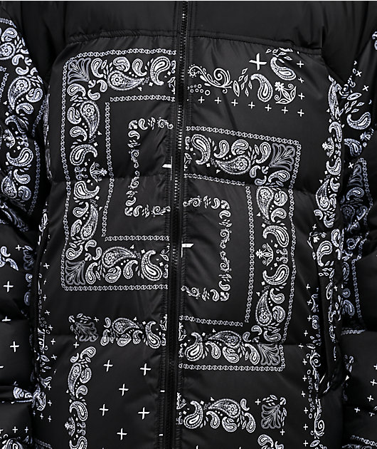 Shaka Wear Paisley Black Down Puffer Jacket