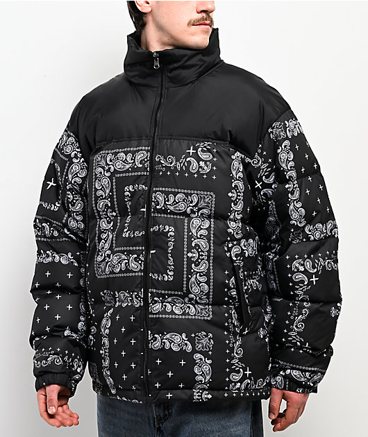 Shaka Wear Paisley Black Down Puffer Jacket | Zumiez