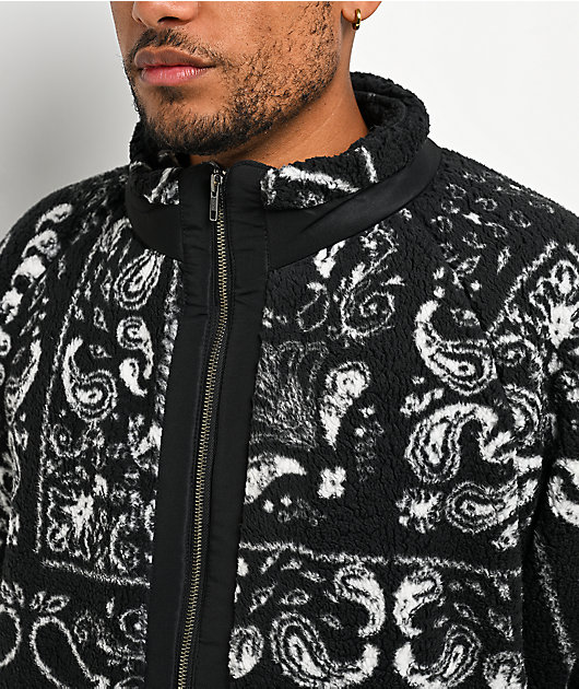 Shaka Wear Paisley Black Sherpa Jacket