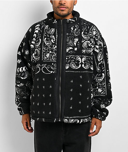 Shaka Wear Paisley Black Sherpa Jacket