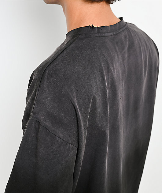 Shaka Wear Sun Dried 2fer Black Wash Boxy Long Sleeve T-Shirt