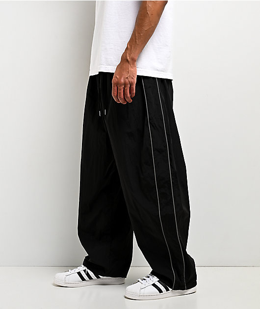 Shaka Wear Wind Opps Reflective Black Trackpants