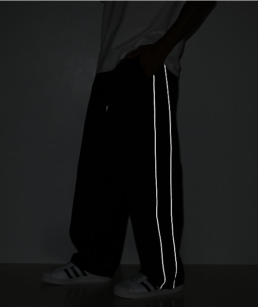 Shaka Wear Wind Opps Reflective Black Trackpants