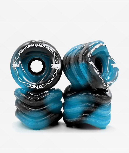 Shark Wheel DNA 73mm 78a Black & Blue Swirl Cruiser Skateboard Wheels