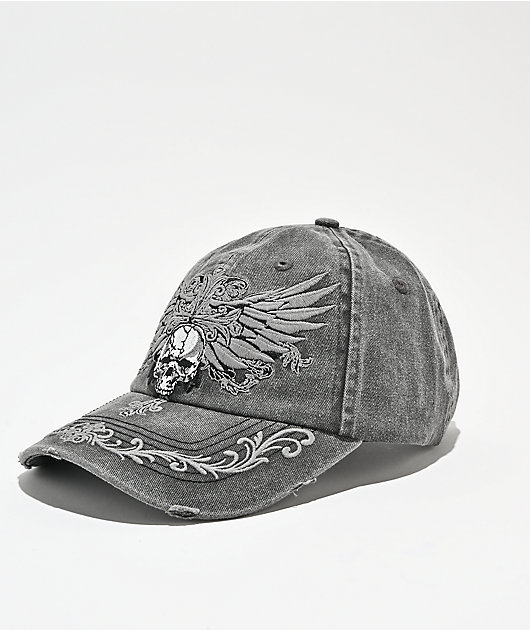Sheisty Clipped Washed Black Strapback Hat