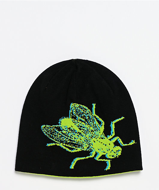 Sheisty Flypaper Black & Green Reversible Skully Beanie