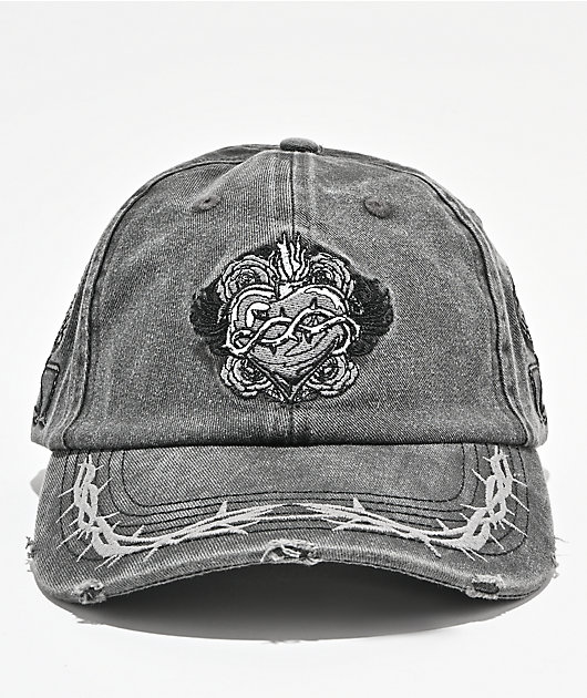 Sheisty Heartbroken Washed Black Strapback Hat