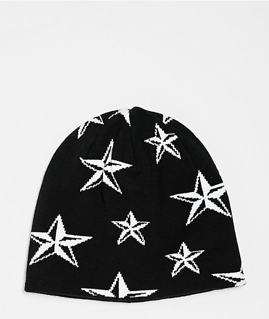 Sheisty Nautical Star Black Reversible Skully Beanie | Zumiez