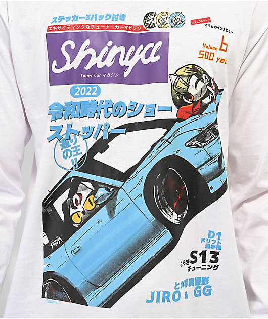 Shinya Mag White Long Sleeve T-Shirt