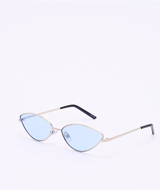 Silver & Blue Cateye Sunglasses