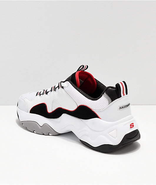 Skechers 3.0 Wavy Suede White, Red & Black Shoes