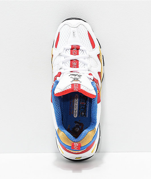 Warrior Excursion Mechanically Skechers x One Piece D'Lites 2 White, Red, & Blue Shoes