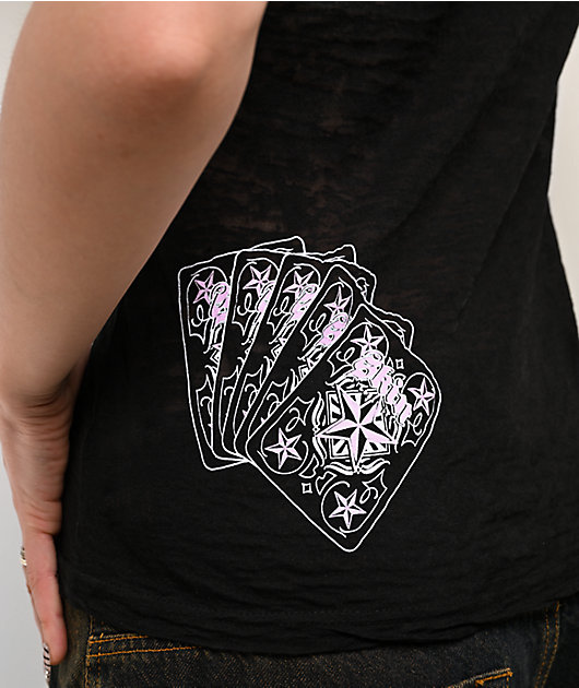 Skin Industries Cardplay Black Burnout Crop T-Shirt