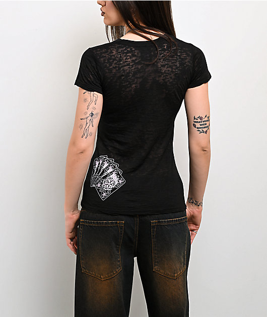 Skin Industries Cardplay Black Burnout Crop T-Shirt