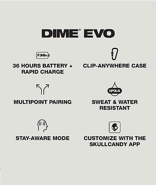 Skullcandy Dime Evo Bone Earbuds