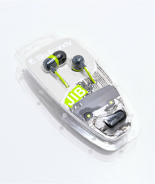 Skullcandy Jib Grey & Lime Earbuds