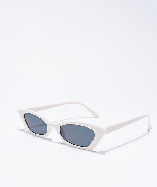 Slim Cat Eye White Sunglasses