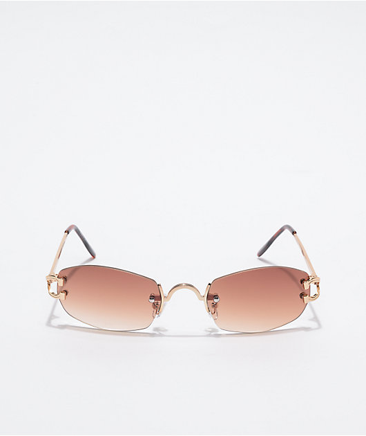 Slim Oval Brown Gradient Sunglasses