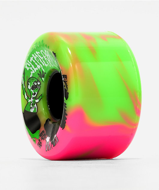 Slime Balls Howell OG 60mm 78a Pink & Green Swirl Cruiser Skateboard Wheels