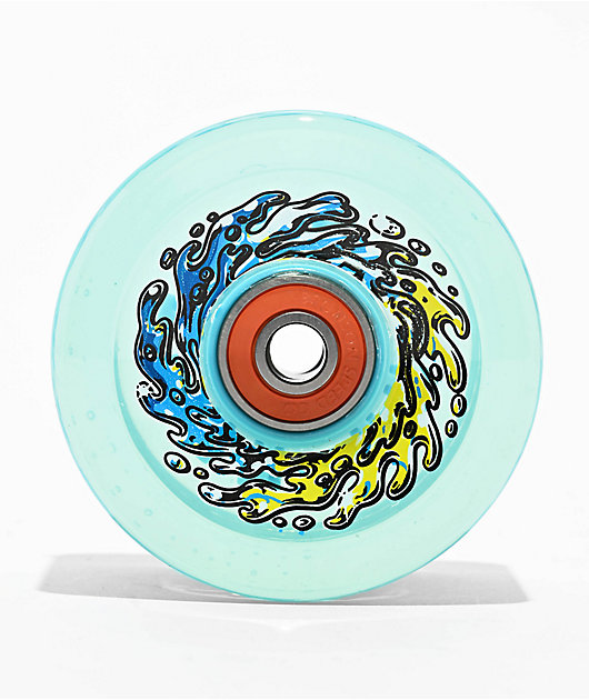 Slime Balls 66mm Chrome Light Up Skateboard Wheels - Trans Blue 78a With LEDs, No Batteries