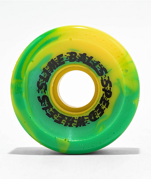 Slime Balls OG Slime Spewage 60mm 78a Green & Yellow Swirl Cruiser Skateboard Wheels