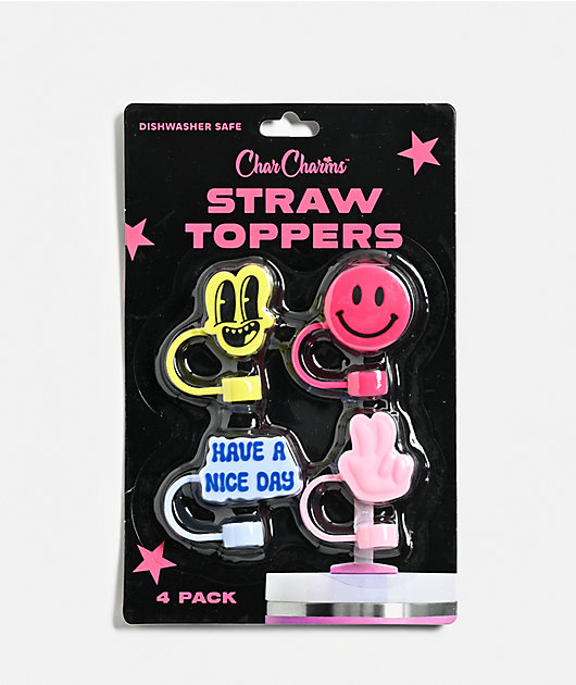 Smiles & Peace 4-Pack Straw Toppers