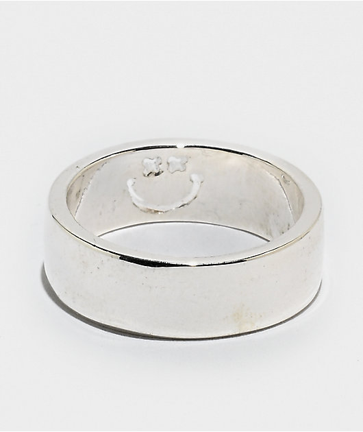 Smiley Cutout Band Silver Ring