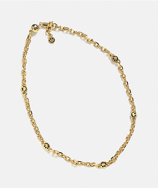 Smiley Cutout Finechain Gold Necklace