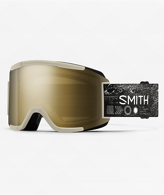 Smith Squad Chalk Space Invader & Gold Snowboard Goggles | Zumiez