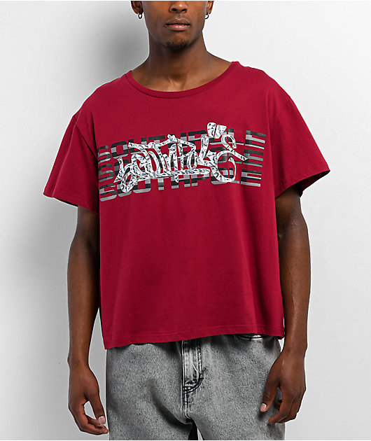 Southpole Box Red Boxy Crop T-Shirt | Zumiez