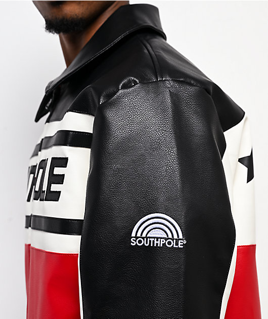 Southpole Satin Black, White & Red Jacket | Zumiez
