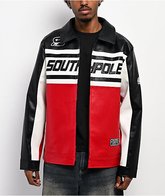 Southpole Satin Black, White & Red Jacket | Zumiez
