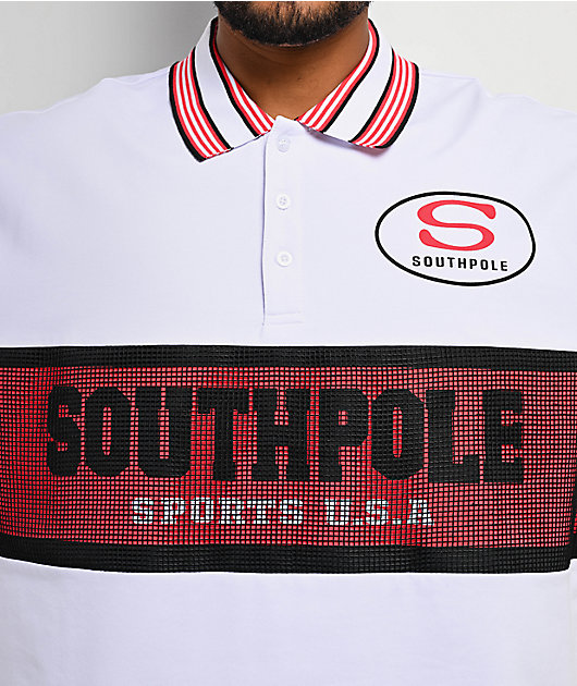 Southpole White & Red Polo Shirt