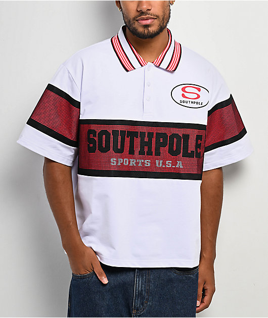 Southpole White & Red Polo Shirt | Zumiez