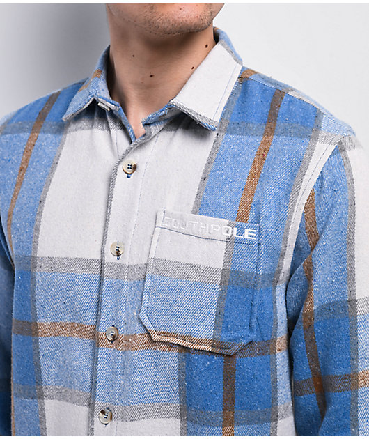 Southpole Woven Blue Plaid Flannel Shirt