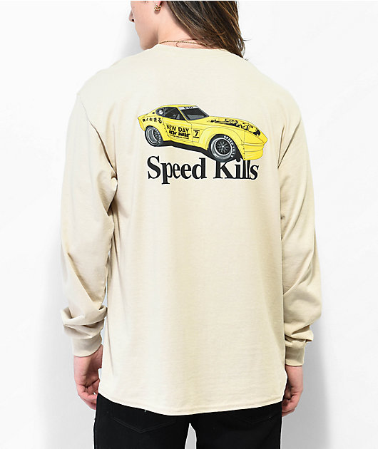 Speed Kills Full Send Natural Long Sleeve T-Shirt