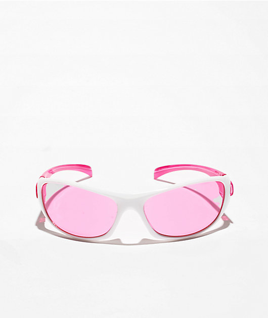 Speedster Pink & White Wrap Sunglasses