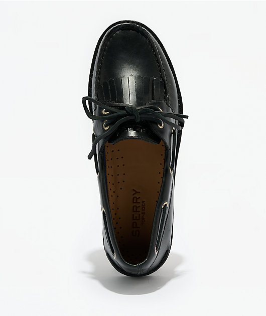 Sperry Kiltie Lug Black Boat Shoes